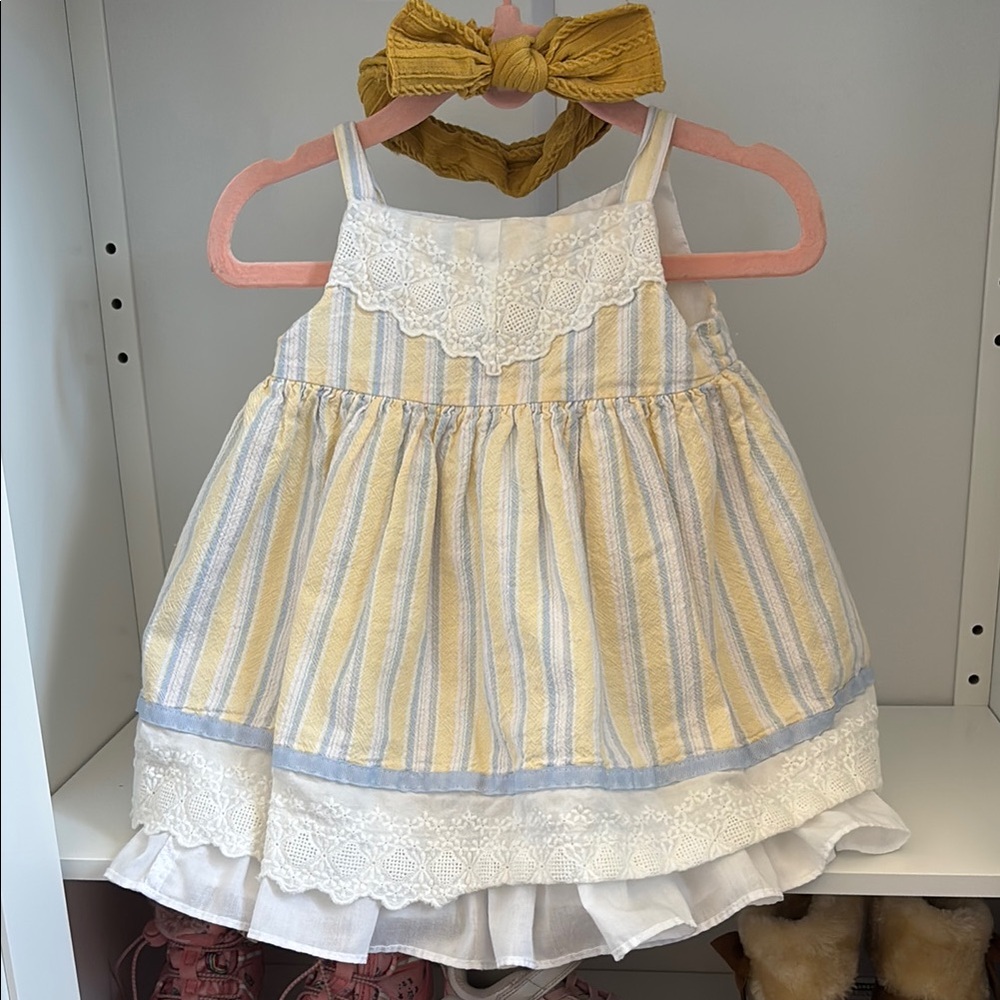 Striped Yellow and Blue Kids Dress